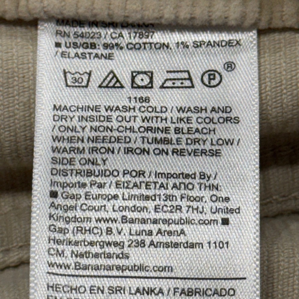Banana Republic Petite Corduroy Pants Size 28P – Beige Straight Crop - Picture 7 of 8